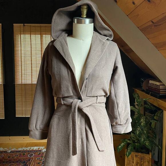 Very Vintage Wool Duster Coat with Hood - Picture 1 of 12